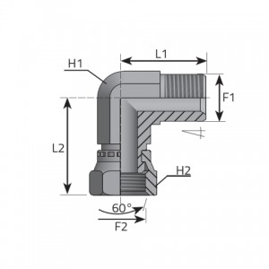 90° Adapter male NPT – swivel female BSPP. (LMN..FGG)